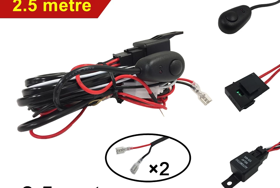 LED Spotlight Wiring Loom Harness Kit 2-Way for Driving Work light bar 12V 40A LED HID Switch