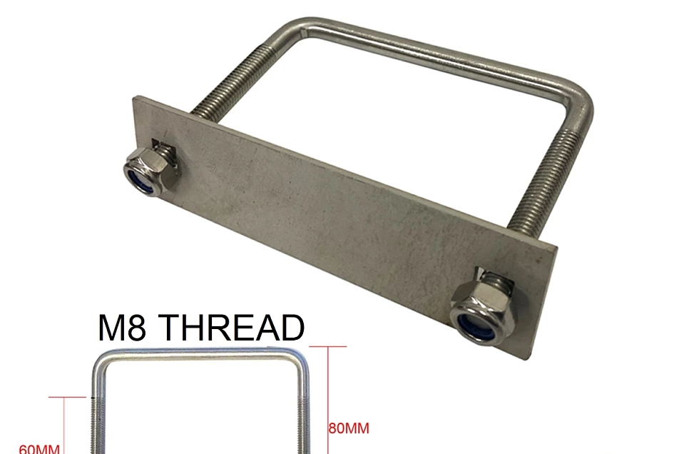 Stainless Steel U Bolt Kit M8 80MM Length with Nylon Nut 4X4 Roof Rack Basket Universal