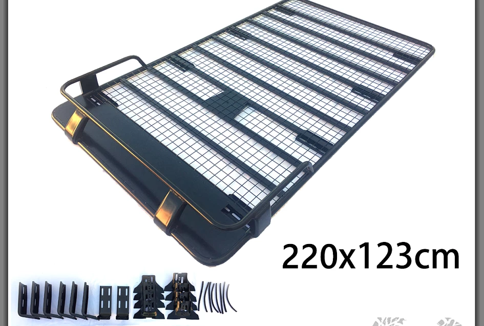 Roof Rack Basket Full Length Gutter Fit 220x123cm fits Landcruiser 80 Patrol MQ GQ GU, Prado 90, Mitsubishi Pajero 